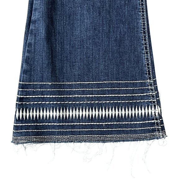 Cruel Girl Hannah Women 26L Denim Super Flare Dark Stonewash Embroidered Cowgirl - Picture 3 of 16